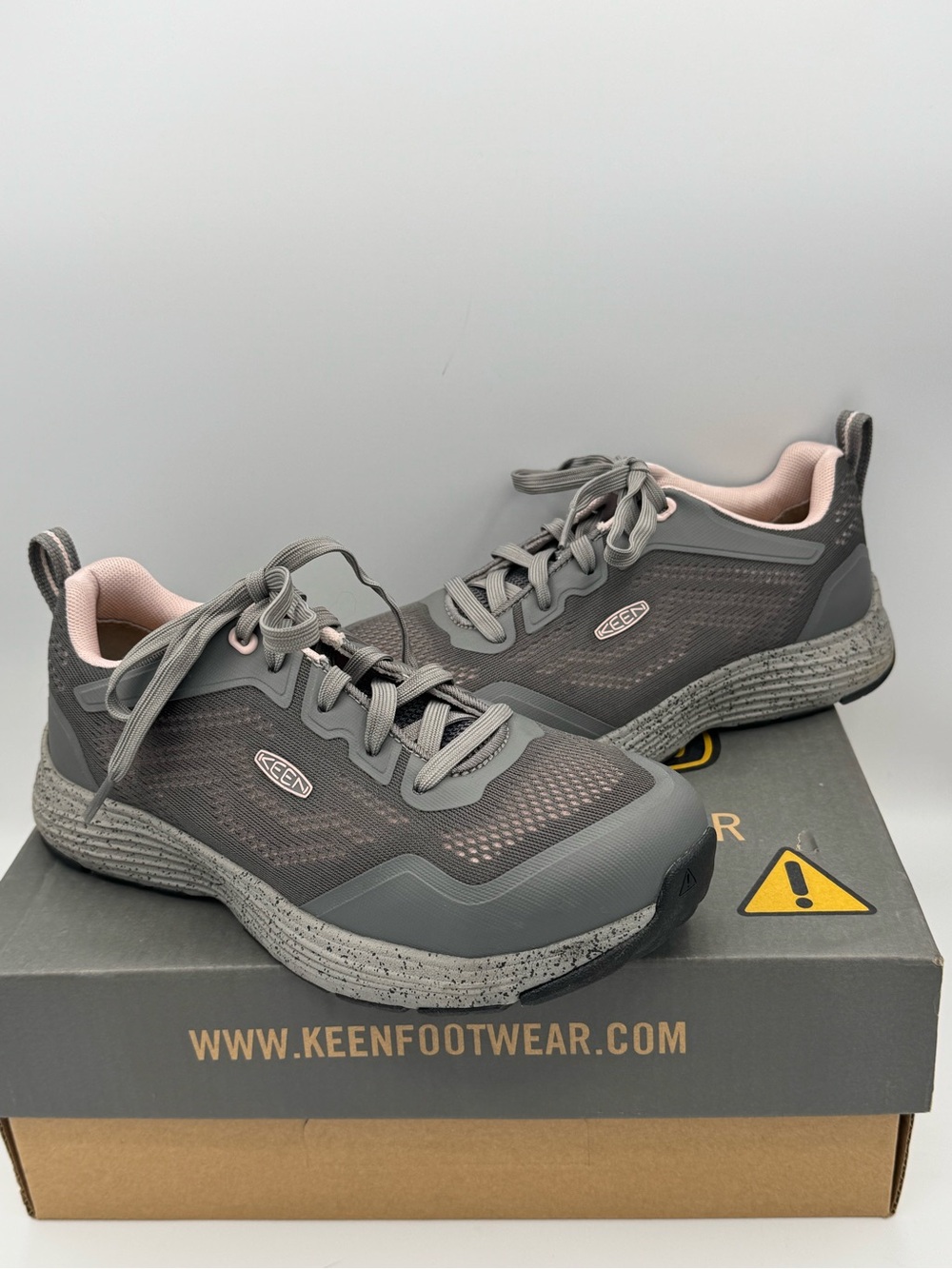 Keen Utility Sparta II Women’s Aluminum Toe Work Shoes- Steel Grey/Peach Whip